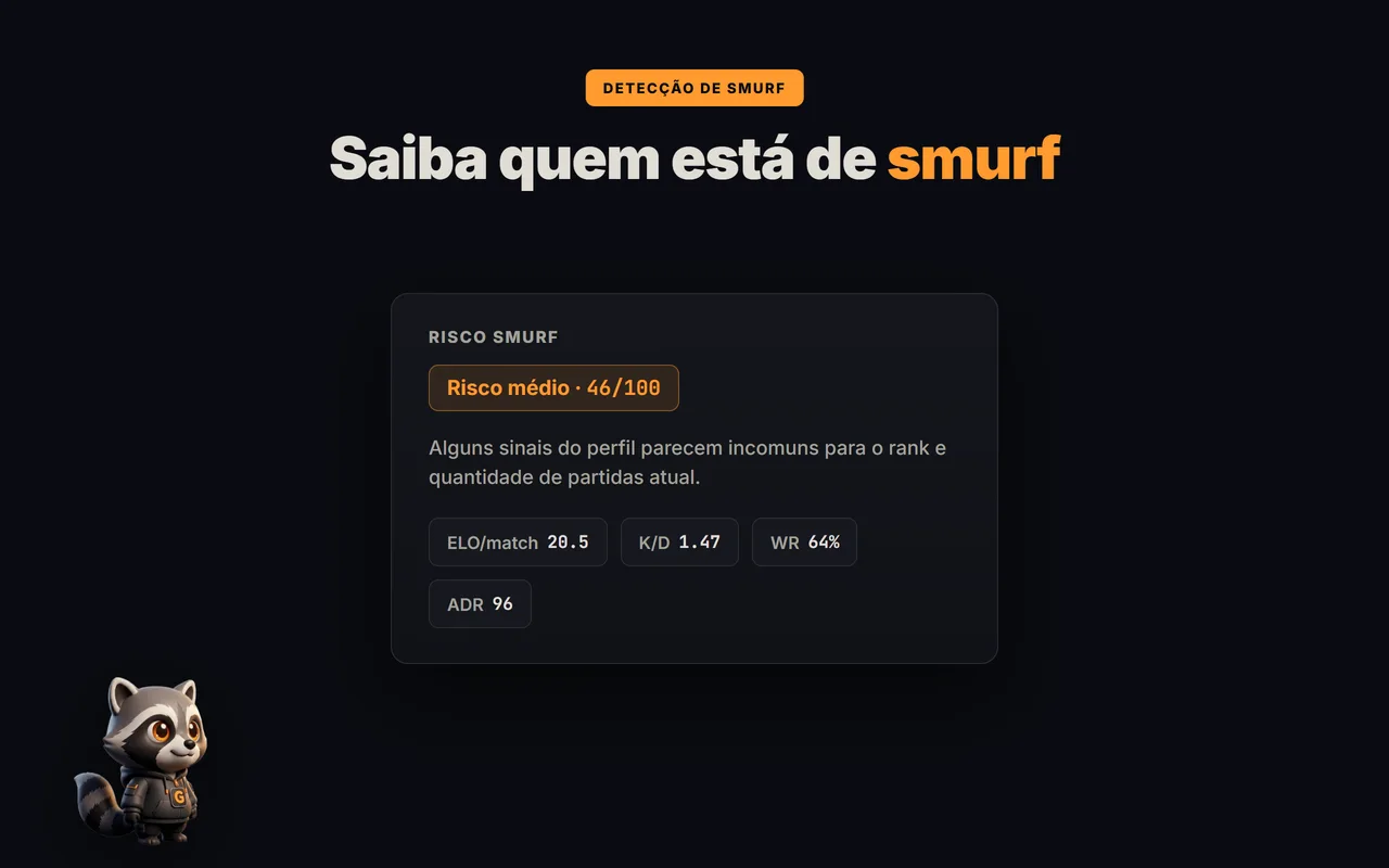 Pontuação de smurf e booster de um oponente de FACEIT na GRIND