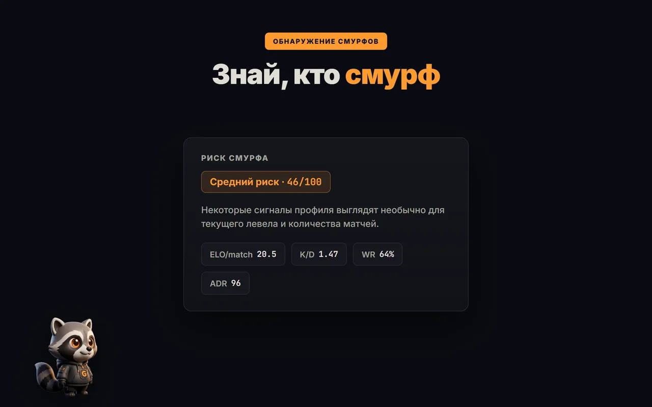 Оценка смурфа и бустера соперника на FACEIT в расширении GRIND
